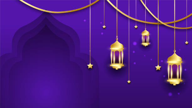 istock Beautiful ramadan kareem blue and gold banner design. Realistic 3D Ramadan Kareem background. Blue gold moon and abstract luxury islamic elements background 1387216172