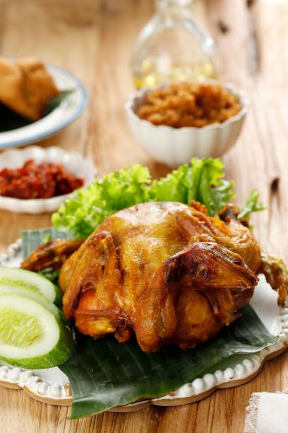 istock Whole Fried Chicken with Traditional Spices 1387216925