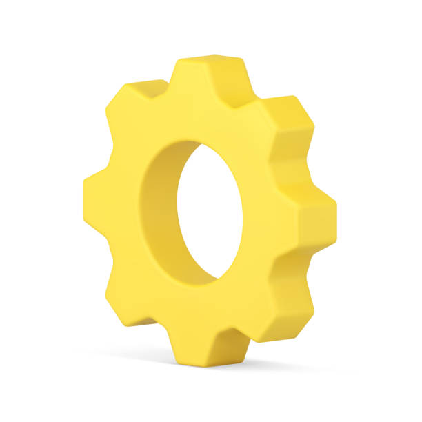 ilustrações de stock, clip art, desenhos animados e ícones de yellow machine gear wheel cogwheel 3d vector illustration - car isolated three dimensional shape white background