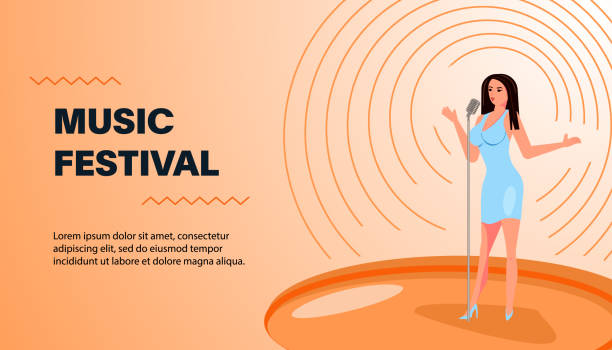 ilustrações, clipart, desenhos animados e ícones de modelo de banner do site com festival de música ao vivo - poster classical concert popular music concert flyer