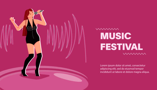 ilustrações, clipart, desenhos animados e ícones de modelo de banner do site com festival de música ao vivo - poster classical concert popular music concert flyer