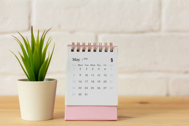 istock The calendar for May 2022 is on the table. 1387218798