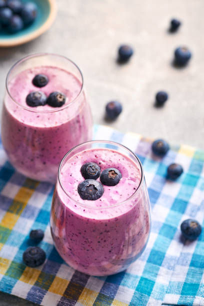 istock Blueberry smoothie in glass. 1387220772