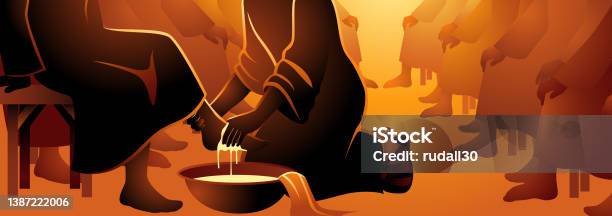 Jesus Washing Apostles Feet Stock Illustration - Download Image Now - Jesus Christ, Foot, Washing