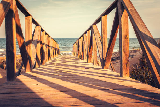 wooden access to get to the sandy beach