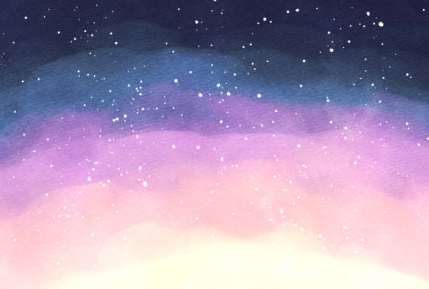 schönes aquarell nachthimmel hintergrundillustration - glitter purple backgrounds shiny stock-grafiken, -clipart, -cartoons und -symbole