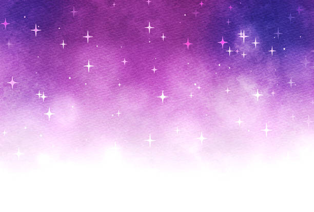 ilustrações, clipart, desenhos animados e ícones de bela ilustração de fundo do céu noturno aquarela - glitter purple backgrounds shiny