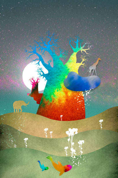 istock Illustration of creating an imaginary world based on Africa, 1387240349
