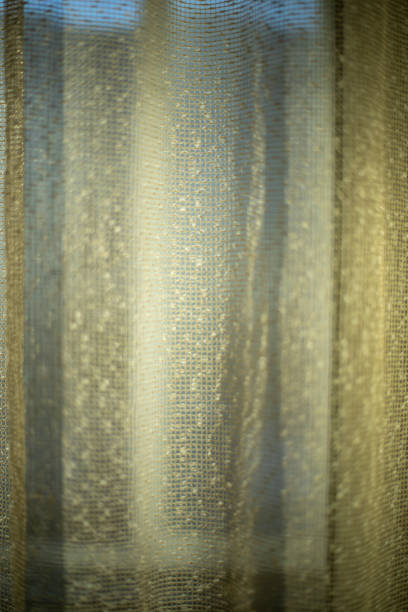 istock Curtains in sunlight. Curtains on window. Fabric shines through. 1387240856