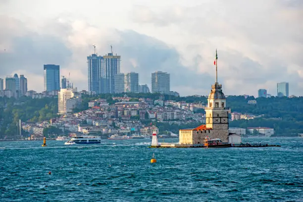 Photo of The Maiden Tower on Bosphorus strait, Istanbul, Turkey