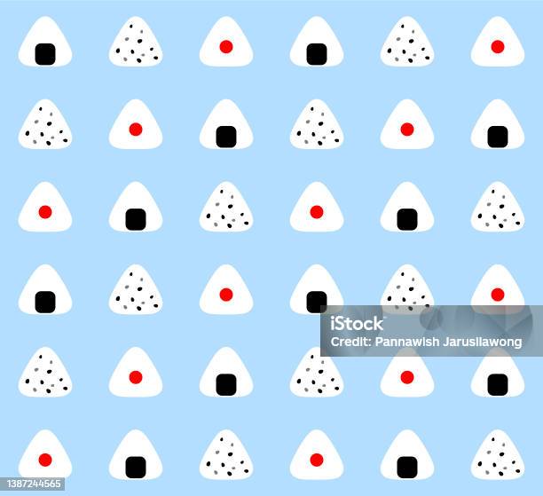 Cute Rice Triangles Japanese Cute Triangle Rice Ball Vector Seamless Pattern Stock ...