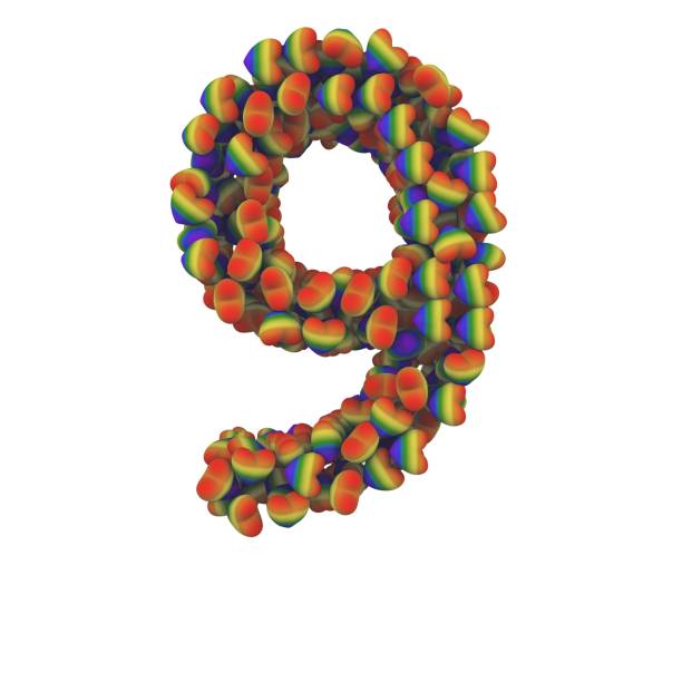 istock Rainbow Love Hearts Font Number 9 1387246614