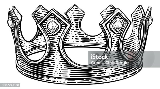 istock King Royal Crown Vintage Retro Style Illustration 1387247138