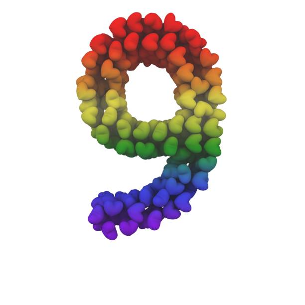 istock Rainbow Hearts Themed Font Number 9 1387247347