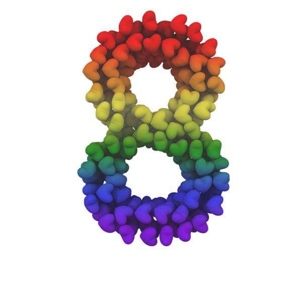 istock Rainbow Hearts Themed Font Number 8 1387247361