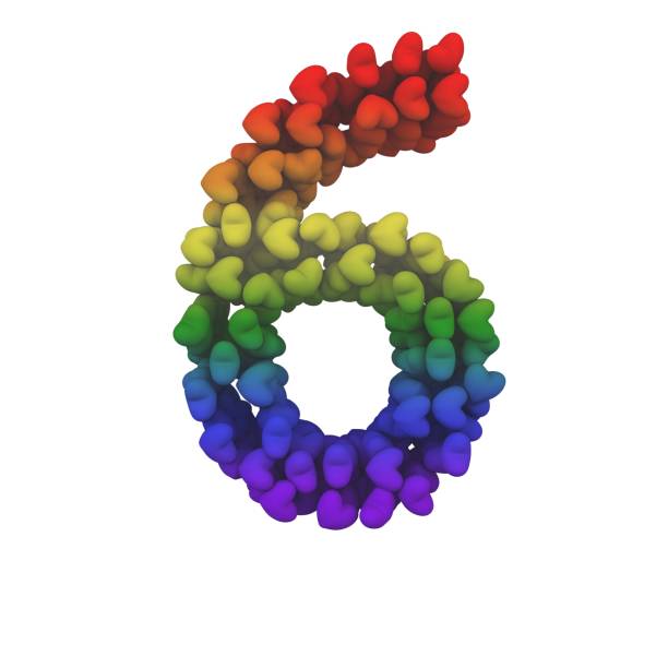 istock Rainbow Hearts Themed Font Number 6 1387247375