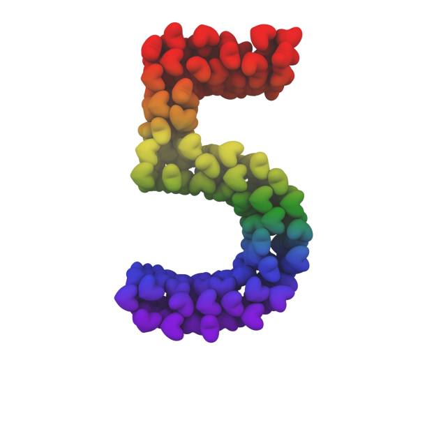 istock Rainbow Hearts Themed Font Number 5 1387247385