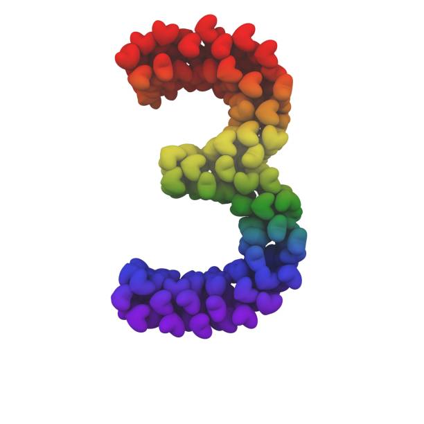 istock Rainbow Hearts Themed Font Number 3 1387247402