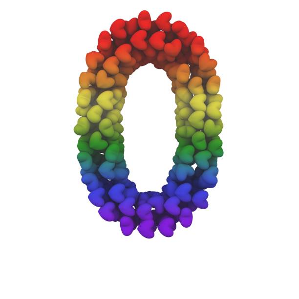 Rainbow Hearts Themed Font Number 0