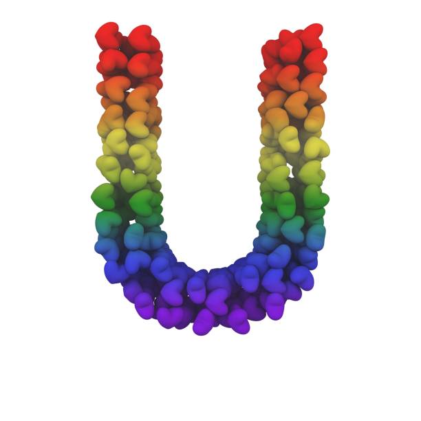 istock Rainbow Hearts Themed Font Letter U 1387247480