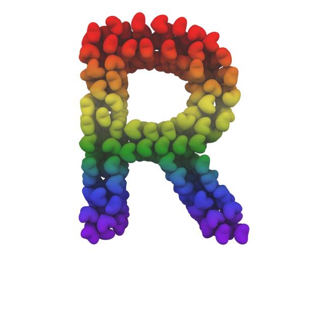 istock Rainbow Hearts Themed Font Letter R 1387247501