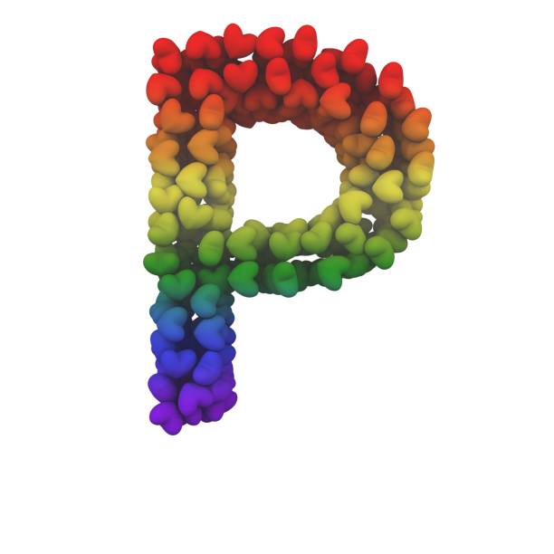 istock Rainbow Hearts Themed Font Letter P 1387247530
