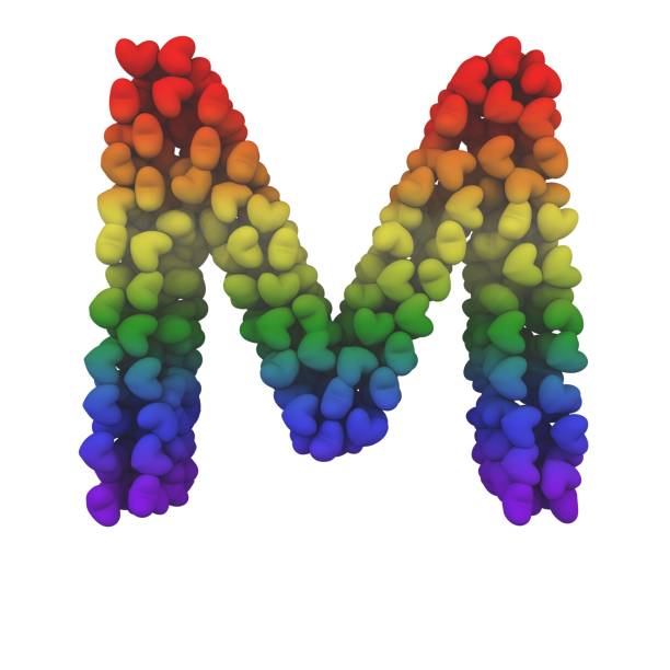 istock Rainbow Hearts Themed Font Letter M 1387247563