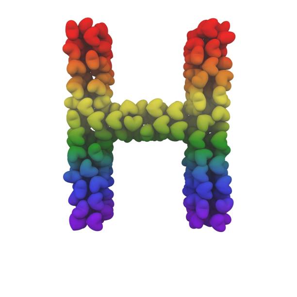 istock Rainbow Hearts Themed Font Letter H 1387247601