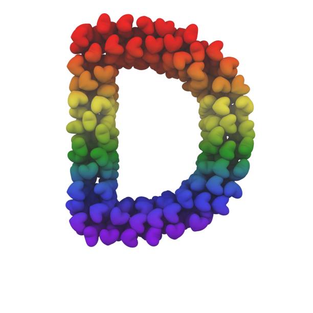 istock Rainbow Hearts Themed Font Letter D 1387247645