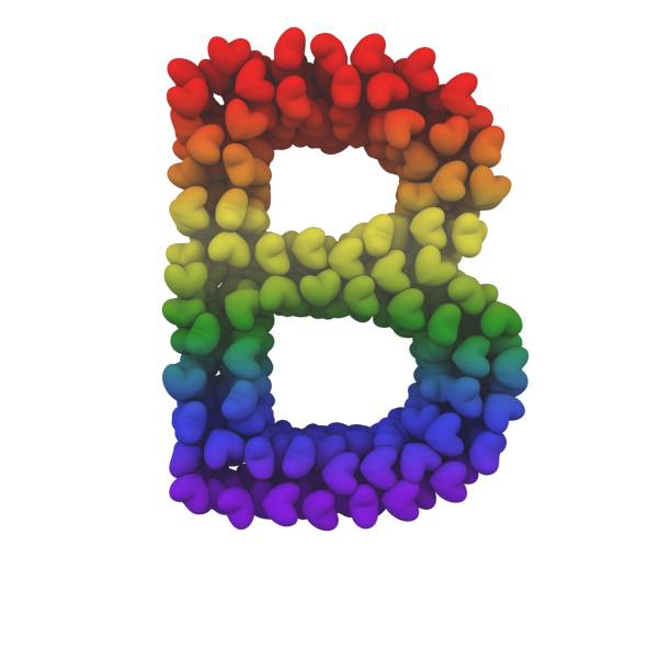 istock Rainbow Hearts Themed Font Letter B 1387248163