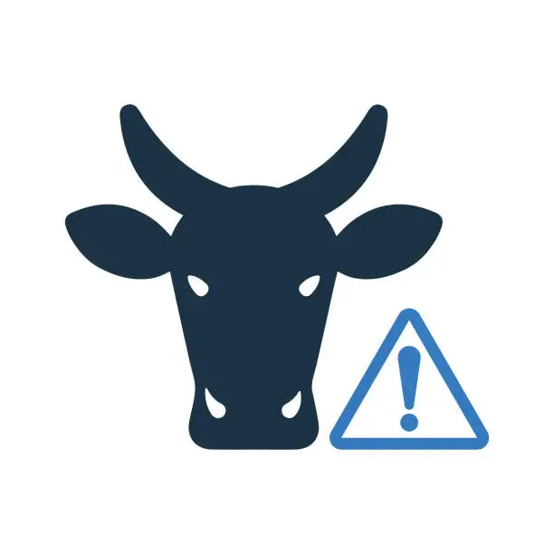 Vector illustration of Agriculture, alert, cow warning icon. Simple editable vector illustration.