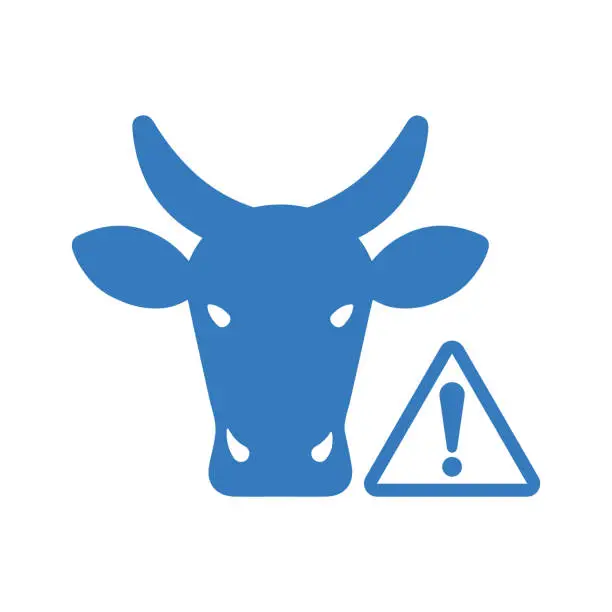 Vector illustration of Agriculture, alert, cow warning icon.