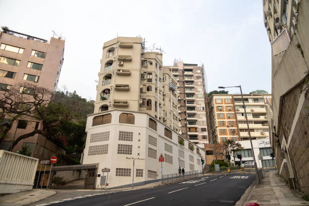 Hong Kong - March 18, 2022 : General view of the Sing Woo Road in Happy Valley, Hong Kong. It is an upper-income residential area in Hong Kong.