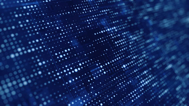 istock Big data concept. Futuristic technology backgrounds - particles blue dots on blue background. 3d rendering 1387253247