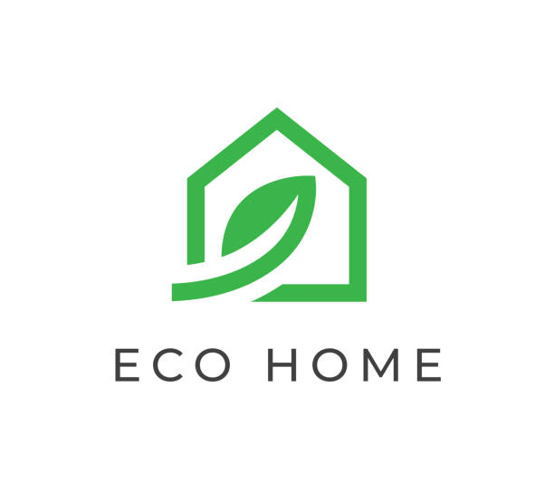 illustrazioni stock, clip art, cartoni animati e icone di tendenza di icona della casa ecologica verde - architettura ecologica
