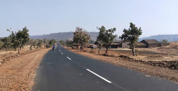 istock Small village road in india 1387256705
