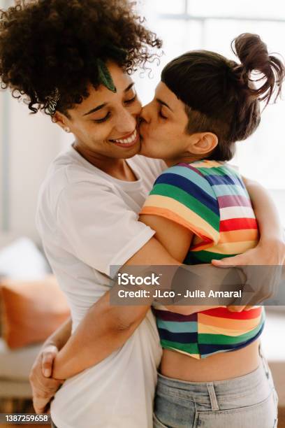 Lgbtq Couple Embracing Each Other Stock Photo - Download Image Now - Couple - Relationship, Kissing, LGBTQIA Rights