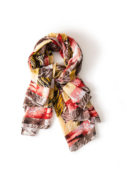 istock Fashionable multi colored scarf isolated on white background 1387260716