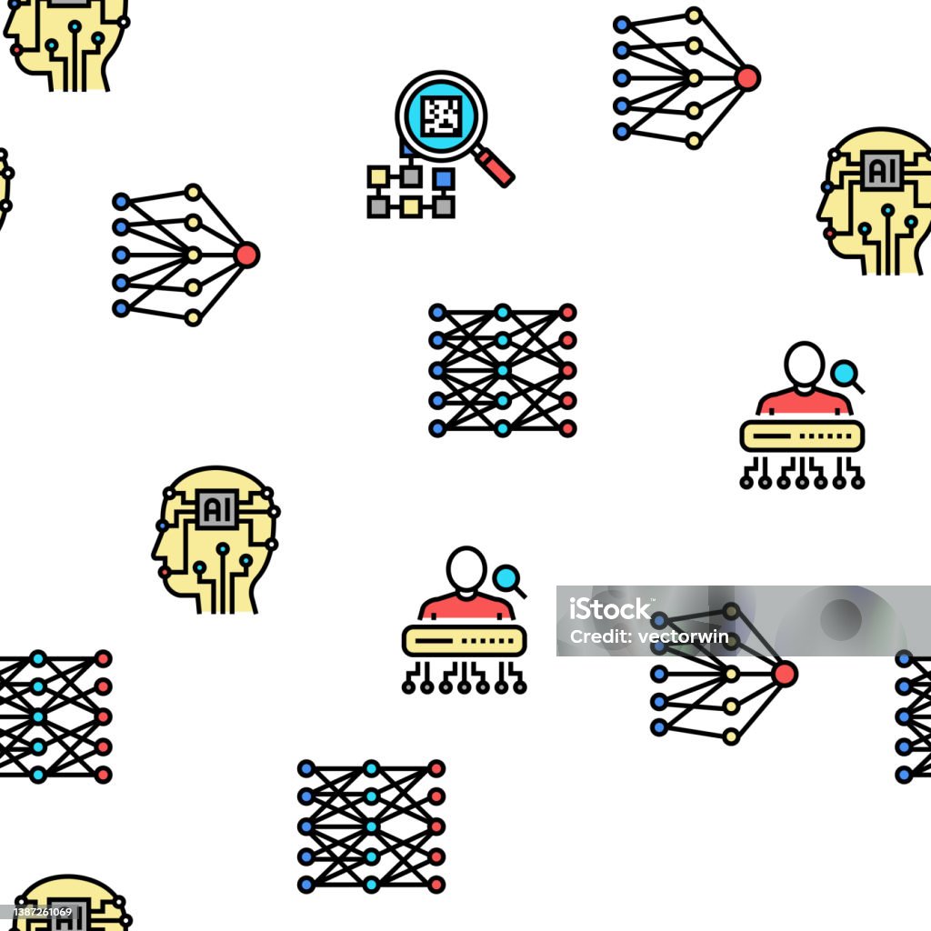 Neural Network And Ai Vector Seamless Pattern Stock Illustration ...