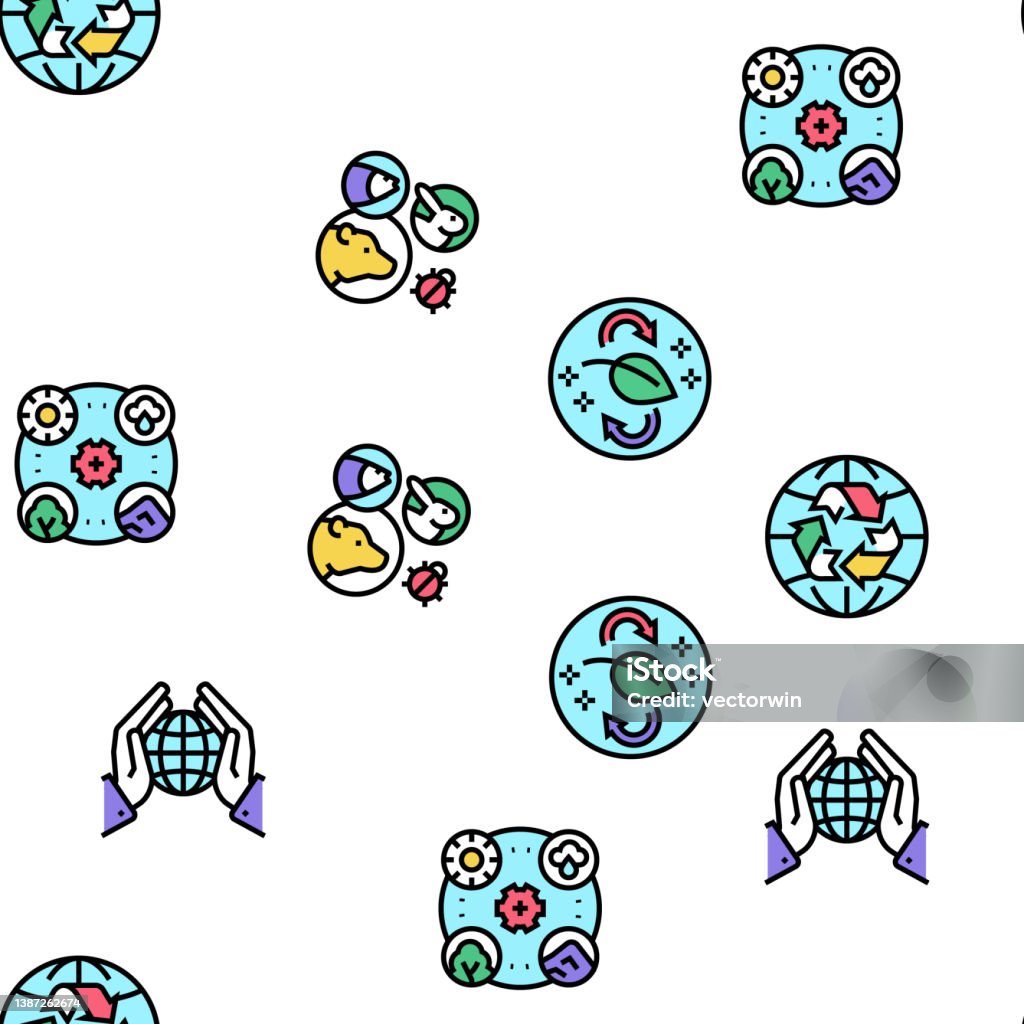 Ecosystem Pattern Art Ecosystem Environment Vector Seamless Pattern Stock Illustration ...
