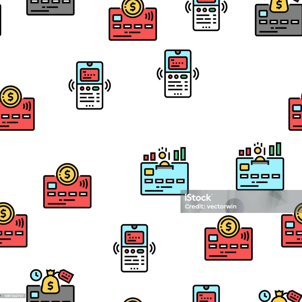 Patterned Payment Plastic Card Payment Vector Seamless Pattern Stock Illustration ...