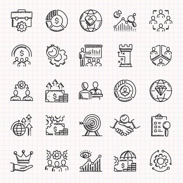 Business Management Hand Drawn Icons Set, Doodle Style Vector Illustration Business Management Hand Drawn Icons Set, Doodle Style Vector Illustration leadership drawings stock illustrations