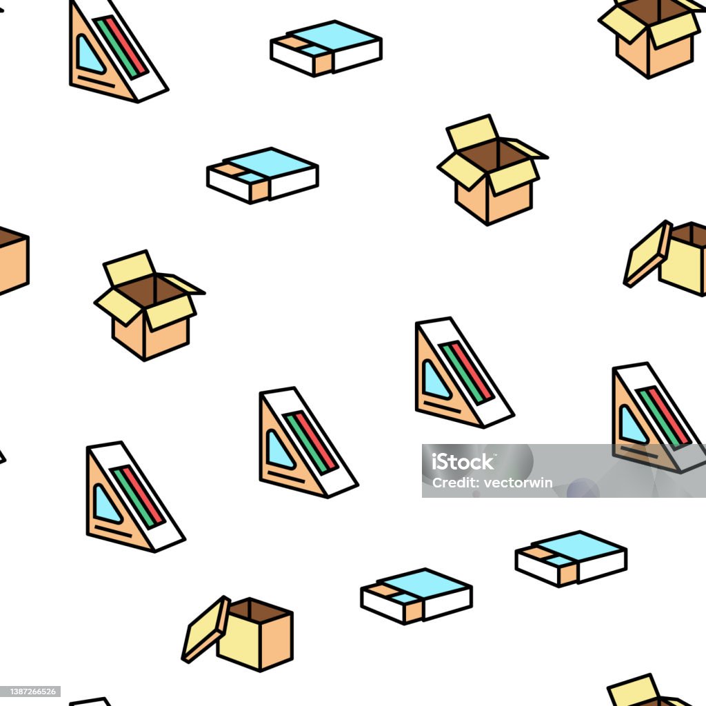 Box Carton Container Vector Seamless Pattern Stock Illustration ...