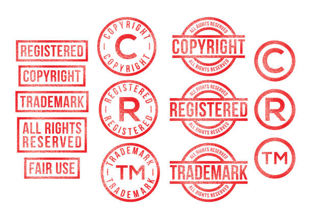 copyright stempel eingetragene marke geistiges eigentum - infringe stock-grafiken, -clipart, -cartoons und -symbole