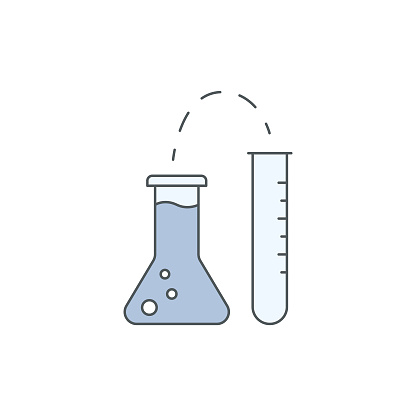 Test Tube Flat Line Icon with Editable Stroke
