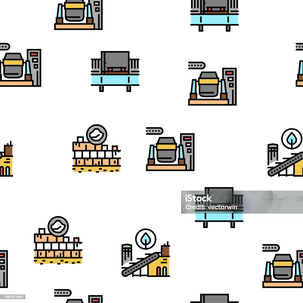 Mining Processing Vector Quarry Mining Industrial Process Vector Seamless Pattern Ilustrasi Stok ...