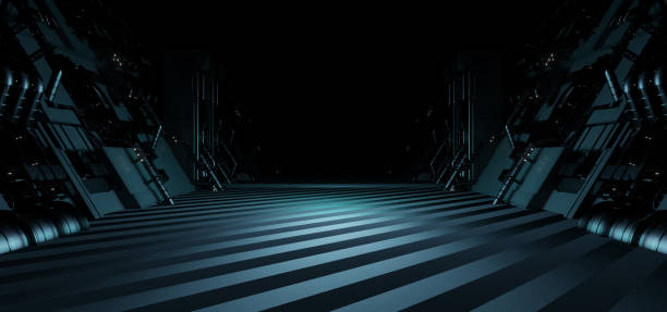 istock Elegant Digital Technology Structure Space Space Age Blue Turquoise Colors Sci Fi Background Future Concept Art 3D Illustration 1387272731