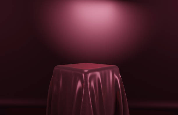 istock Minimal Empty Podium With Cloth And Fabric Dimmed Background Dark Colors Background For Graphic Design 3D Illustration 1387272814