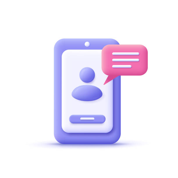 person having a video call or online conference meeting, smartphone interface. 3d vector icon. cartoon minimal style. - free chat rooms 幅插畫檔、美工圖案、卡通及圖標