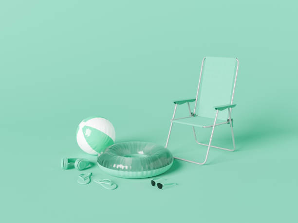 monochromatic scene of beach accessories